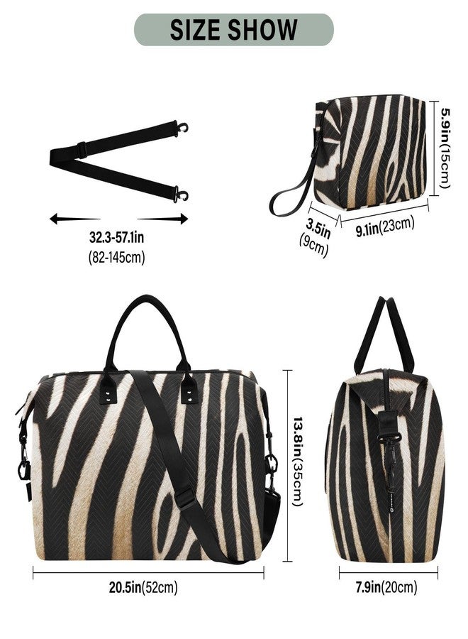 Aflyko Animal Print Travel Duffel Bag - Vintage Zebra Skin Sport Tote Gym Weekender Overnight Carry On Fitness Dance Go-To Daily Bag - Image 2